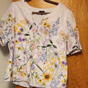 Talbots Floral Women's Blouse - Multicolor on White